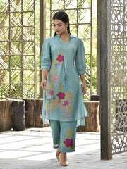 Pine Green Vasansi Silk Printed Co Ord Set
