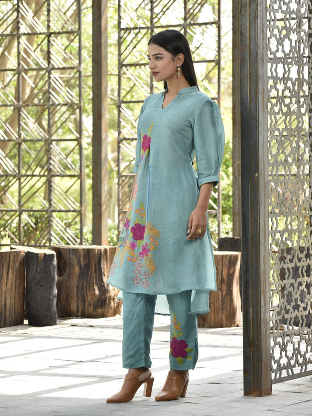 Pine Green Vasansi Silk Printed Co Ord Set