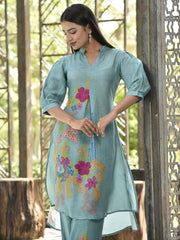 Pine Green Vasansi Silk Printed Co Ord Set