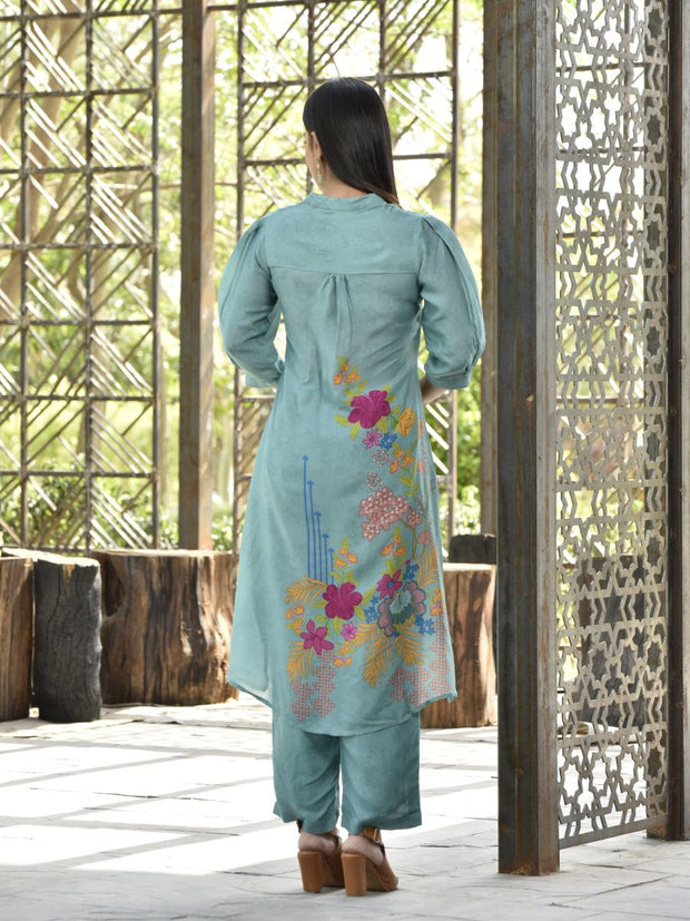 Pine Green Vasansi Silk Printed Co Ord Set