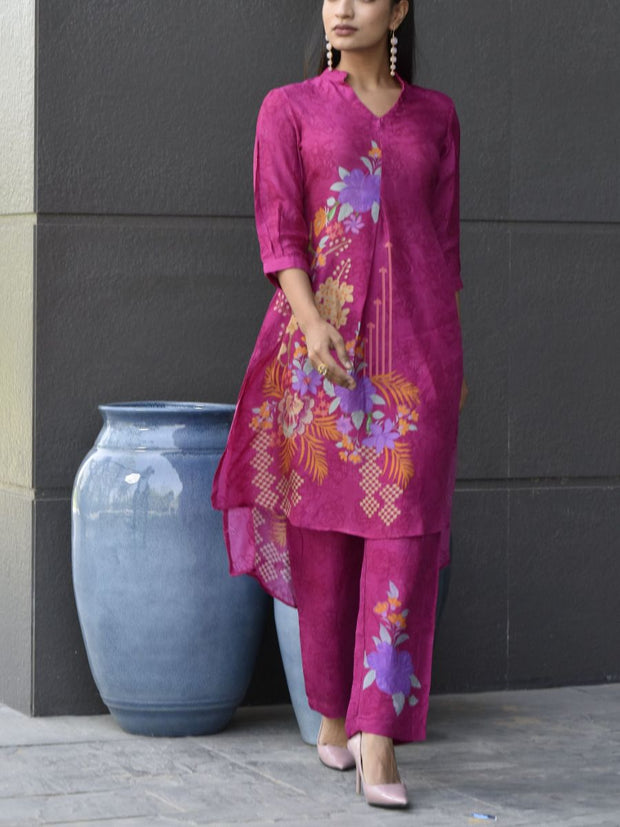 Pink Vasansi Silk Printed Co Ord Set