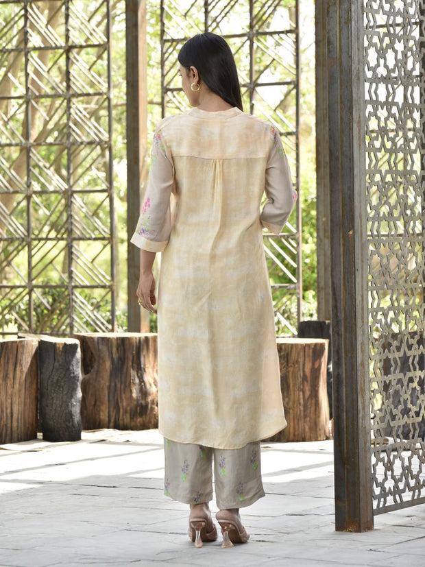 Transient Grey Vasansi Silk Printed Co Ord Set