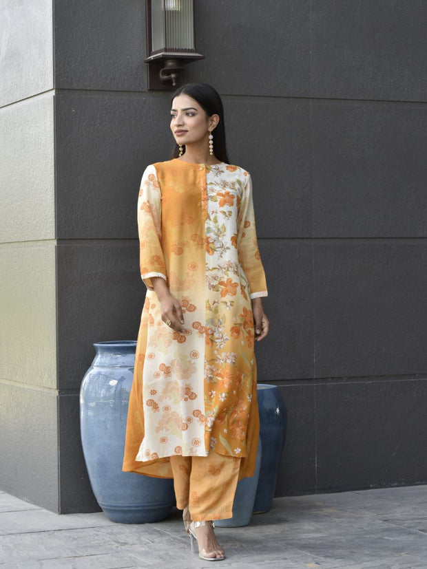 Yellow Vasansi Silk Printed Co Ord Set