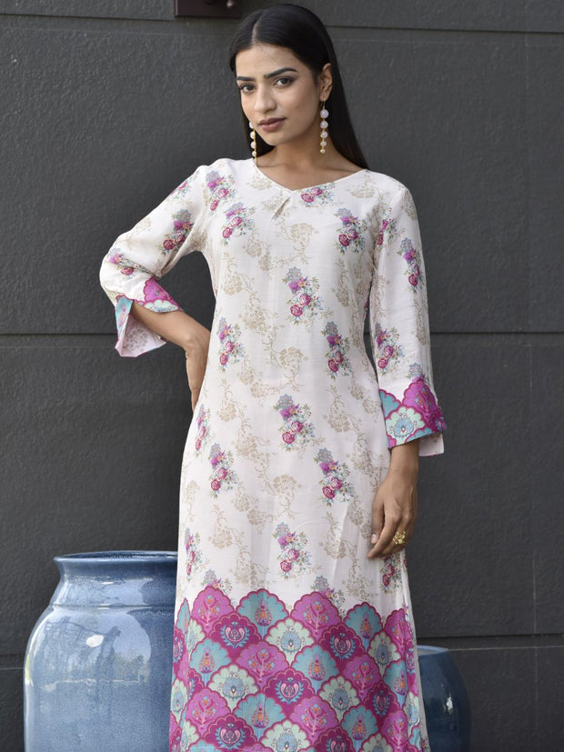 Off-White and Pink Vasansi Silk Co Ord Set