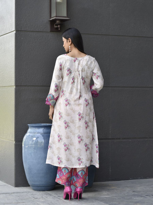 Off-White and Pink Vasansi Silk Co Ord Set