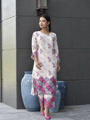 Off-White and Pink Vasansi Silk Co Ord Set