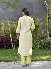 Lime Green and Cream Vasansi Silk Printed Co Ord Set