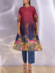 Wine and Blue Vasansi Silk Printed Co Ord Set
