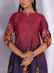 Wine and Blue Vasansi Silk Printed Co Ord Set