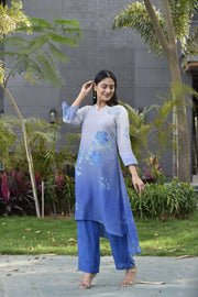 Azure Blue Vasansi Silk Printed Co Ord Set