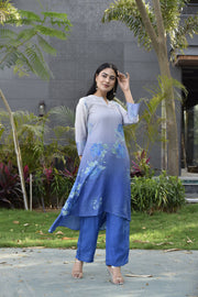 Azure Blue Vasansi Silk Printed Co Ord Set
