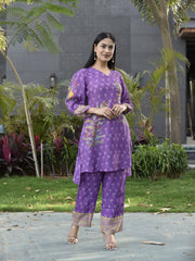 Purple Vasansi Silk Printed Co Ord Set