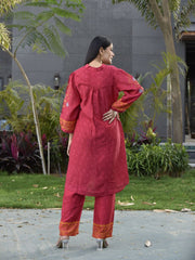Red Vasansi Silk Printed Co Ord Set