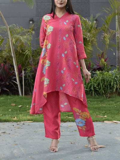 Crimson Vasansi Silk Printed Co Ord Set