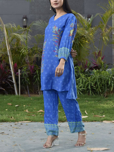 Blue Vasansi Silk Printed Co Ord Set