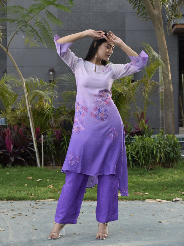 Lilac Vasansi Silk Printed Co Ord Set