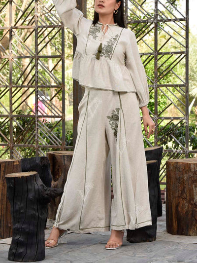Beige Cotton Co Ord Set