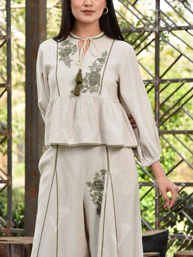 Beige Cotton Co Ord Set