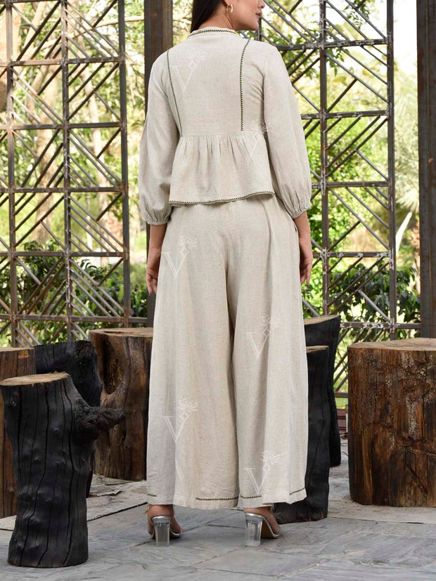Beige Cotton Co Ord Set