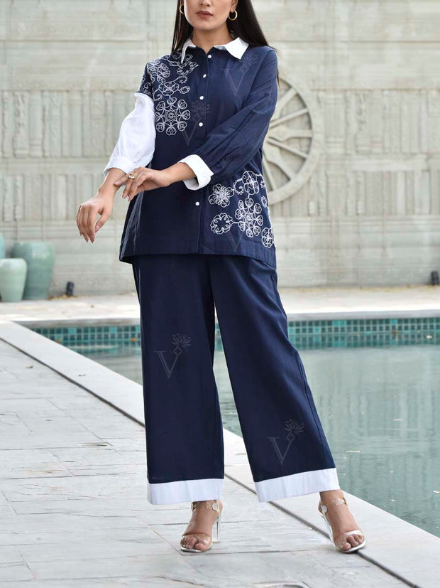 Blue Cotton Co Ord Set