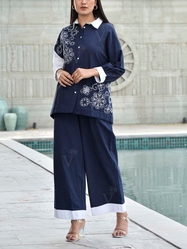 Blue Cotton Co Ord Set