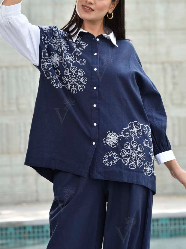 Blue Cotton Co Ord Set
