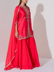 Deep Red Kurta and Skirt Set