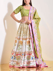 Off White Vasansi Silk Gota Patti Lehenga Set