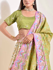 Off White Vasansi Silk Gota Patti Lehenga Set