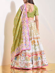 Off White Vasansi Silk Gota Patti Lehenga Set