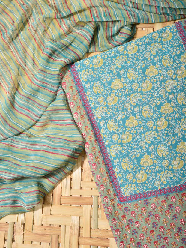 Blue Cotton Dress Material
