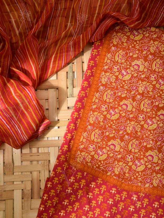 Red Cotton Dress Material