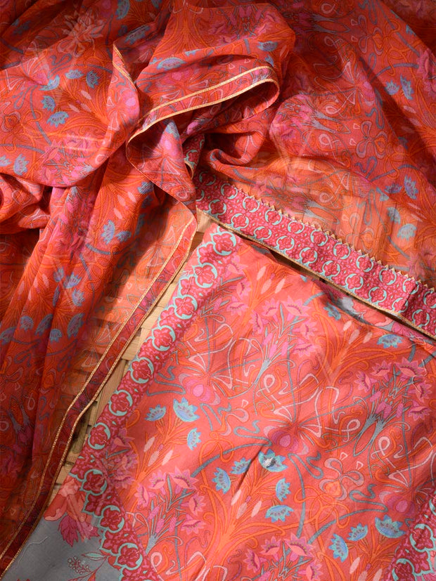 Red Cotton Dress Material