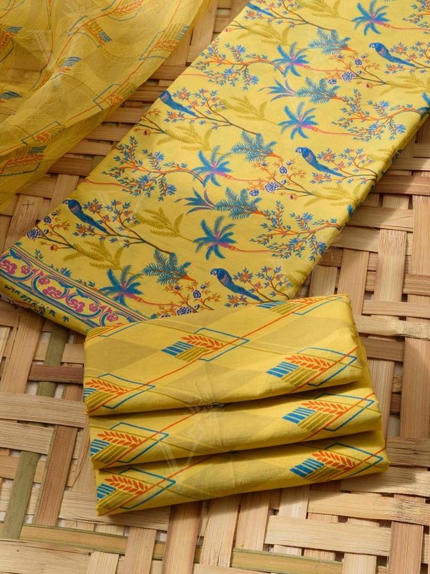 Green Cotton Dress Material