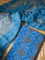 Blue Cotton Dress Material