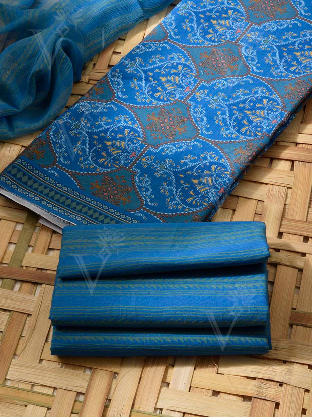 Blue Cotton Dress Material