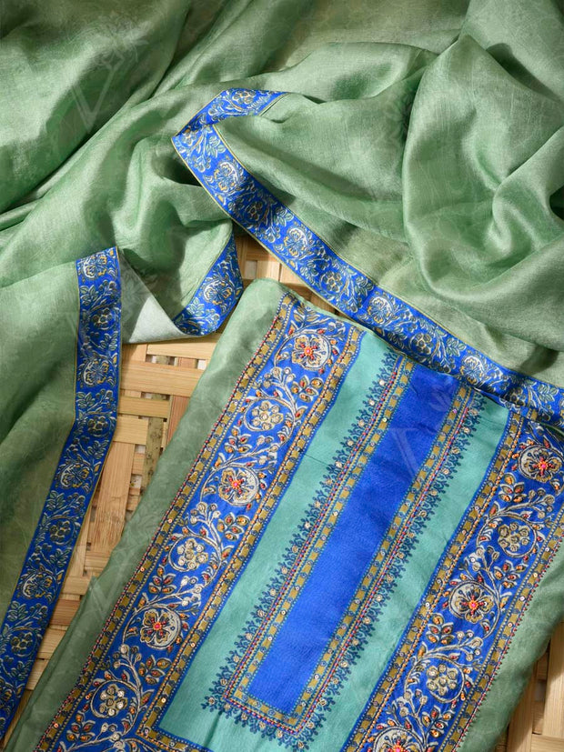 Green Vasansi Silk Dress Material