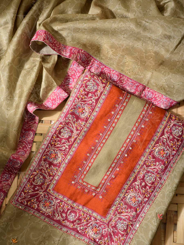 Green Vasansi Silk Dress Material