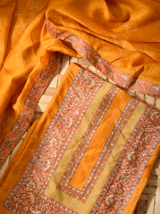 Yellow Vasansi Silk Dress Material