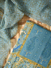 Blue Cotton Dress Material
