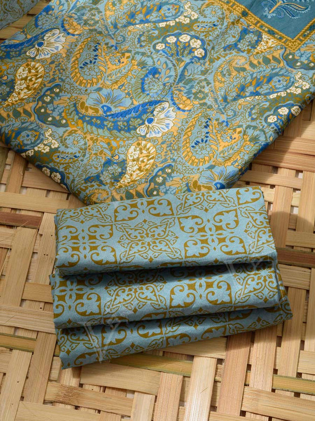 Blue Cotton Dress Material