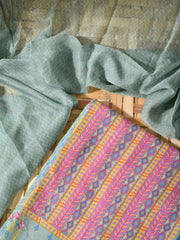 Blue Cotton Silk Dress Material