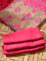 Pink and Brown Cotton Silk Dress Material