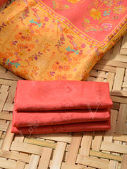 Peach and Yellow Cotton Silk Dress Material