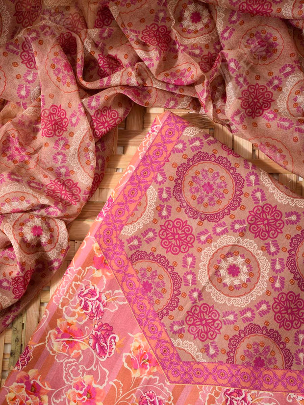 Rust Pink Cotton Silk Dress Material