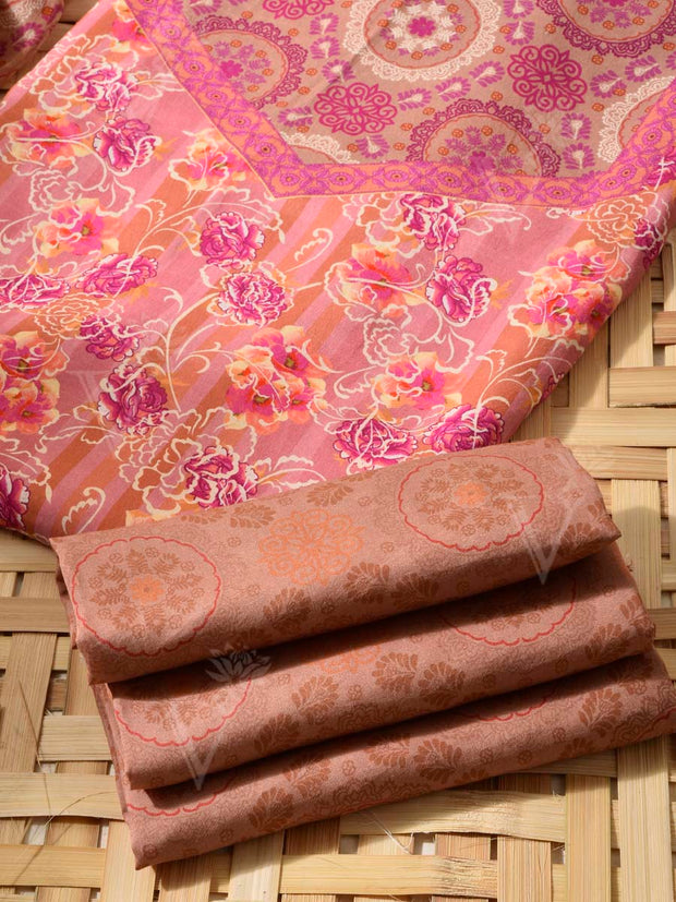 Rust Pink Cotton Silk Dress Material