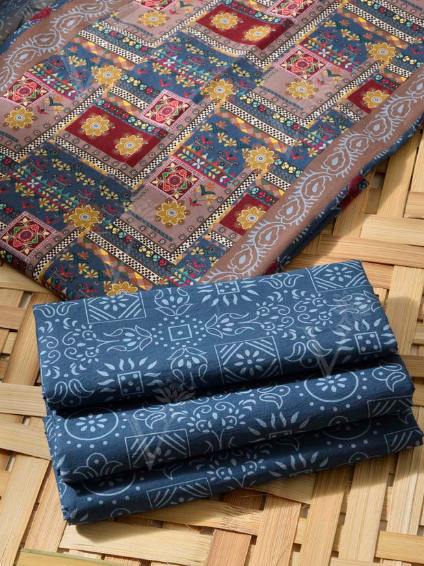 Blue Cotton Dress Material