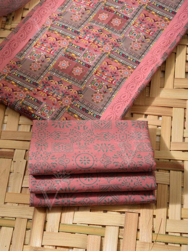 Pink Cotton Dress Material