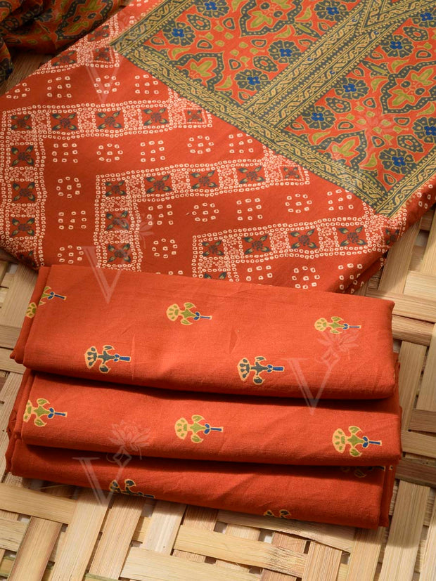 Brown  Cotton Dress Material