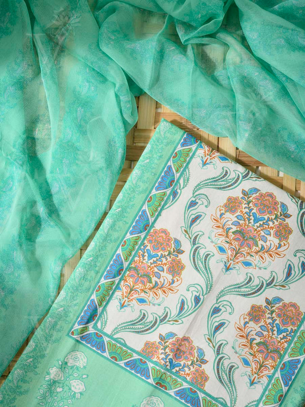 Blue Cotton Dress Material